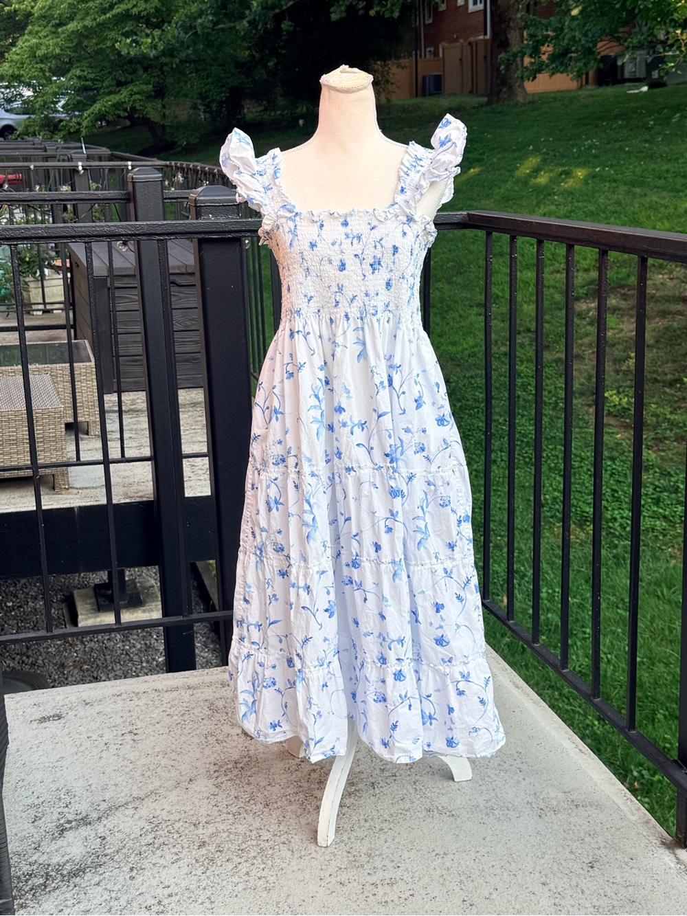 Hill House The Ellie Nap Dress - Blue Botanical Size XL